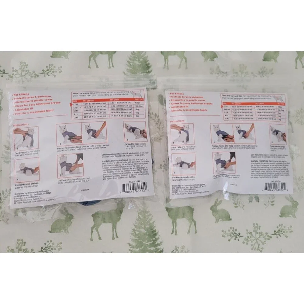 Well & Good XXXS Kitten Recovery Suits Blue Post Surgery Wound Protection 2Pc